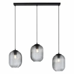 Suspension Verre Fumé-Luminaires Paul Neuhaus Suspension Paul Neuhaus SHITAKE Noir, 3 lumières