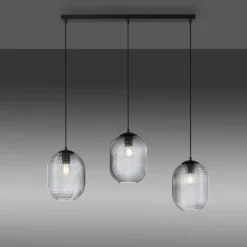 Suspension Verre Fumé-Luminaires Paul Neuhaus Suspension Paul Neuhaus SHITAKE Noir, 3 lumières