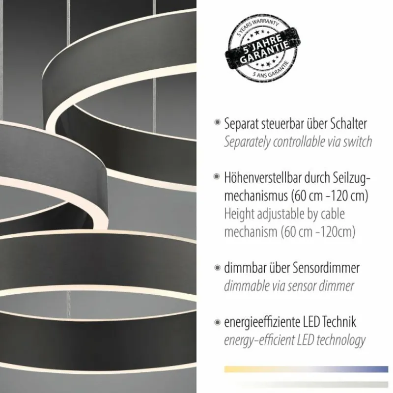 Luminaires Paul Neuhaus Suspension Paul Neuhaus SCULLI LED Noir, 2 lumières* Suspensions