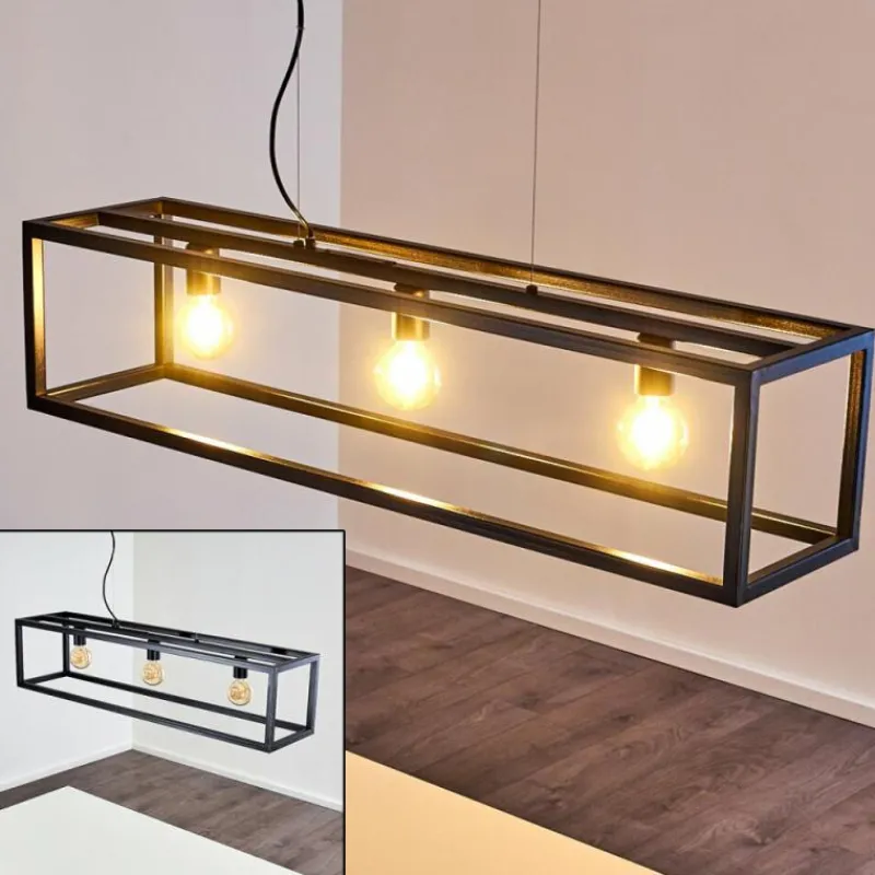 Lampes Industrielles-hofstein Suspension Paulins Noir, 3 lumières