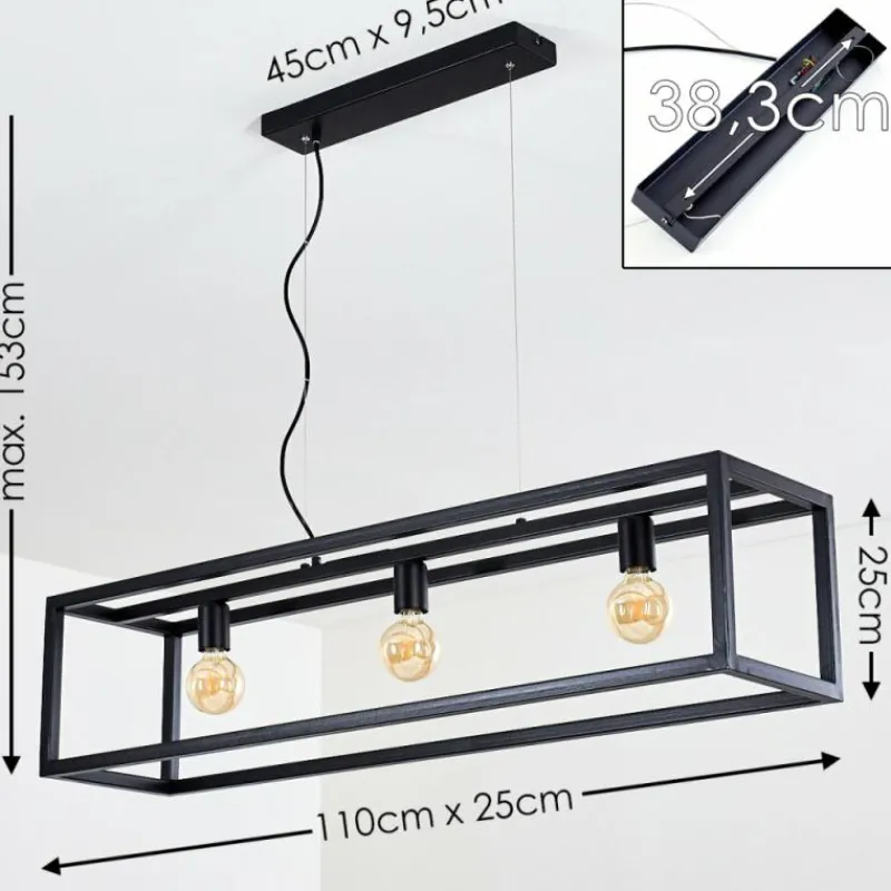 Lampes Industrielles-hofstein Suspension Paulins Noir, 3 lumières