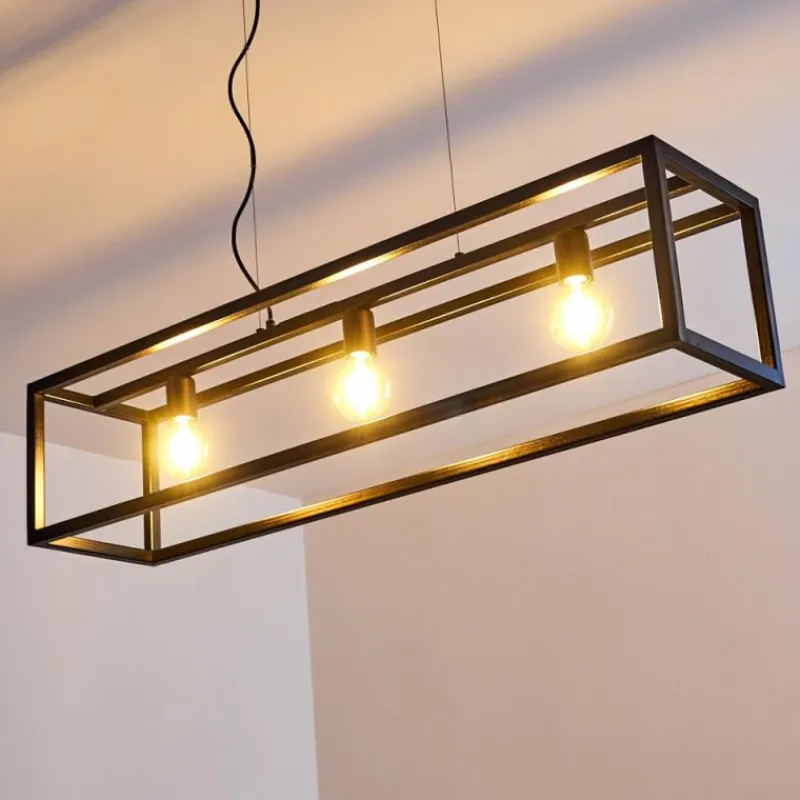 Lampes Industrielles-hofstein Suspension Paulins Noir, 3 lumières