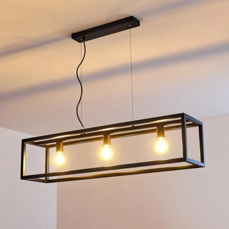 Lampes Industrielles-hofstein Suspension Paulins Noir, 3 lumières