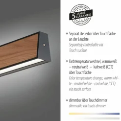 Lampes En Bois-Luminaires Paul Neuhaus Suspension Paul-Neuhaus NANIA LED Couleur bois, Noir, 1 lumière
