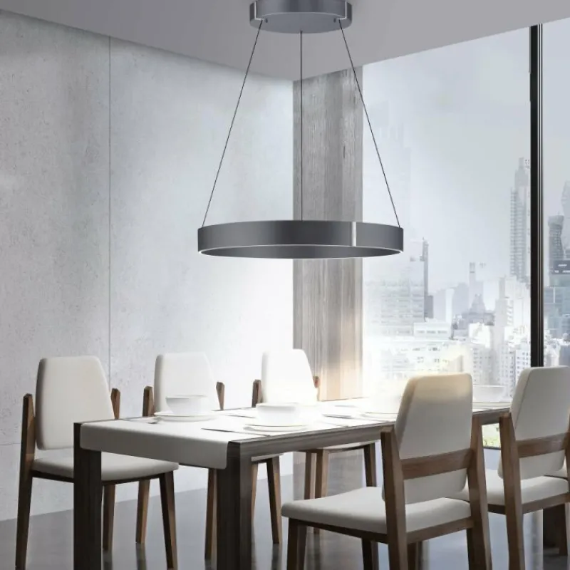 Luminaires Paul Neuhaus Suspension Paul-Neuhaus PURE E-CLIPSE LED Gris, 2 lumières, Télécommandes* Éclairage Led