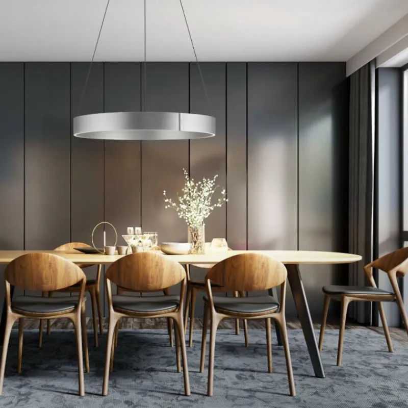 Luminaires Paul Neuhaus Suspension Paul-Neuhaus PURE E-CLIPSE LED Argenté, 2 lumières, Télécommandes* Éclairage Led