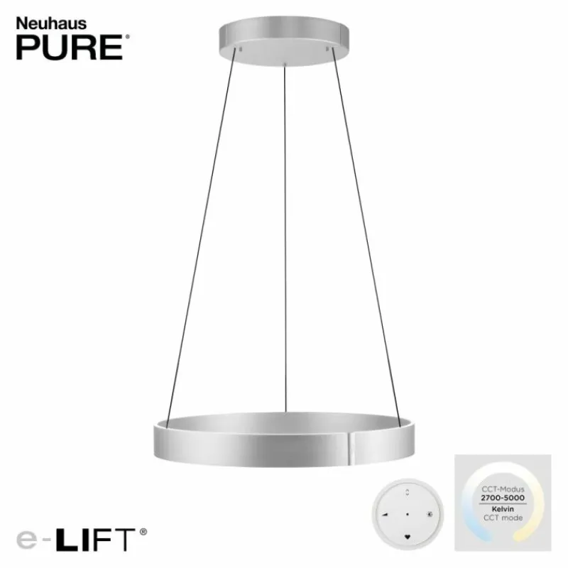 Luminaires Paul Neuhaus Suspension Paul-Neuhaus PURE E-CLIPSE LED Argenté, 2 lumières, Télécommandes* Éclairage Led