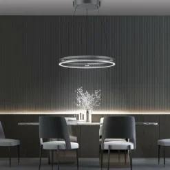 Luminaires Paul Neuhaus Suspension Paul-Neuhaus PURE E-LOOP LED Gris, 2 lumières, Télécommandes* Éclairage Led