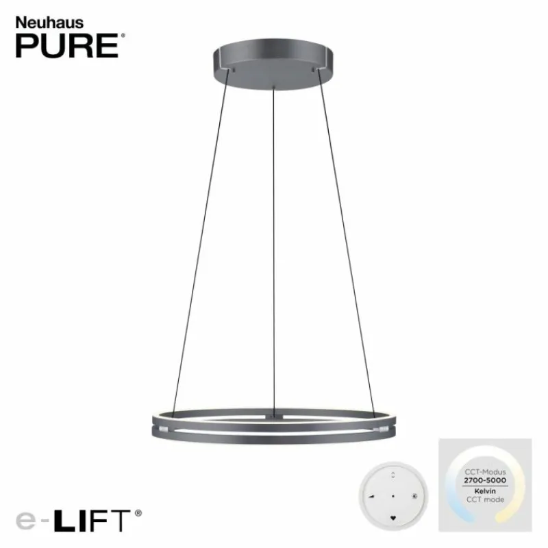 Luminaires Paul Neuhaus Suspension Paul-Neuhaus PURE E-LOOP LED Gris, 2 lumières, Télécommandes* Éclairage Led
