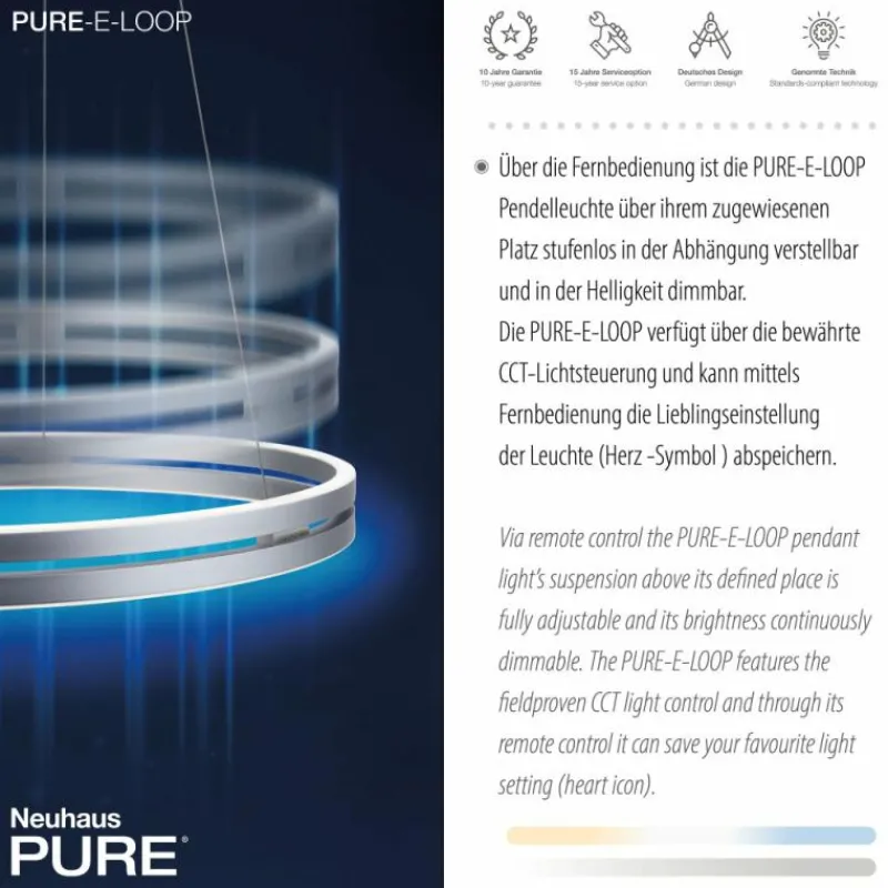 Luminaires Paul Neuhaus Suspension Paul-Neuhaus PURE E-LOOP LED Gris, 2 lumières, Télécommandes* Éclairage Led