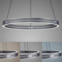 Luminaires Paul Neuhaus Suspension Paul-Neuhaus PURE E-LOOP LED Gris, 2 lumières, Télécommandes* Éclairage Led