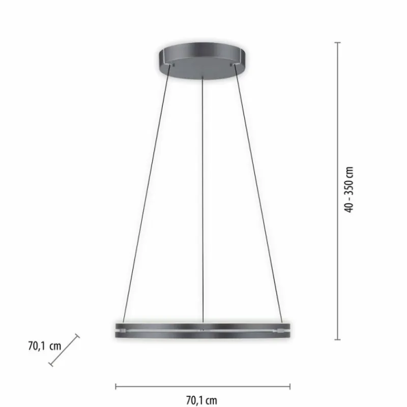Luminaires Paul Neuhaus Suspension Paul-Neuhaus PURE E-LOOP LED Gris, 2 lumières, Télécommandes* Éclairage Led