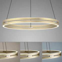 Lampes Dorées-Luminaires Paul Neuhaus Suspension Paul-Neuhaus PURE E-LOOP LED Or, 2 lumières, Télécommandes