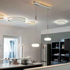 Paul Neuhaus Q-Serie Suspension Paul-Neuhaus Q-ETIENNE LED Acier brossé, 3 lumières, Télécommandes