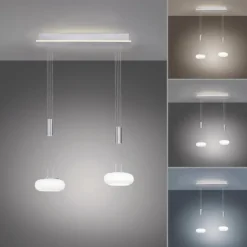 Paul Neuhaus Q-Serie Suspension Paul-Neuhaus Q-ETIENNE LED Acier brossé, 3 lumières, Télécommandes