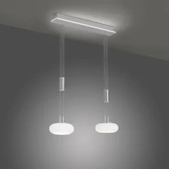 Paul Neuhaus Q-Serie Suspension Paul-Neuhaus Q-ETIENNE LED Acier brossé, 3 lumières, Télécommandes