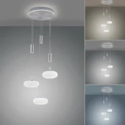 Paul Neuhaus Q-Serie Suspension Paul-Neuhaus Q-ETIENNE LED Acier brossé, 4 lumières, Télécommandes