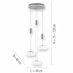 Paul Neuhaus Q-Serie Suspension Paul-Neuhaus Q-ETIENNE LED Acier brossé, 4 lumières, Télécommandes