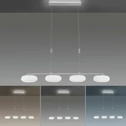 Paul Neuhaus Q-Serie Suspension Paul-Neuhaus Q-ETIENNE LED Acier brossé, 4 lumières, Télécommandes