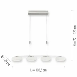 Paul Neuhaus Q-Serie Suspension Paul-Neuhaus Q-ETIENNE LED Acier brossé, 4 lumières, Télécommandes