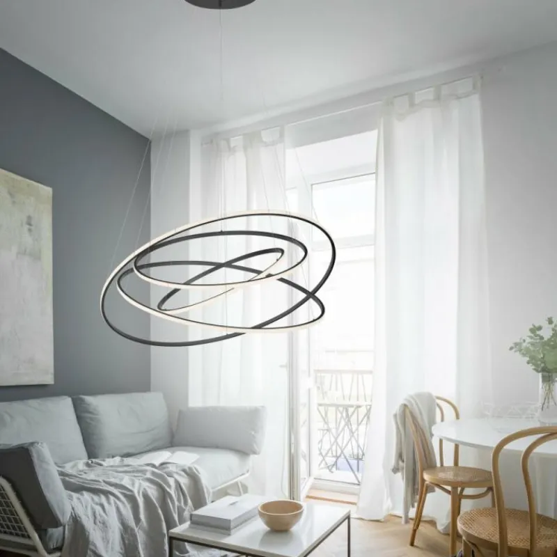 Luminaires Paul Neuhaus Suspension Paul-Neuhaus TESSARA LED Anthracite, 1 lumière, Télécommandes* Éclairage Led