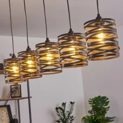 Luminaires Rustiques-hofstein Suspension Pauluspolder Gris, 5 lumières