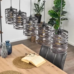 Luminaires Rustiques-hofstein Suspension Pauluspolder Gris, 5 lumières