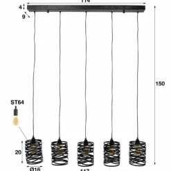 Lampes Industrielles-hofstein Suspension PAULUSPOLDER Noir, 5 lumières
