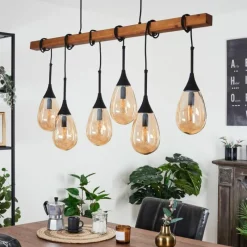 Luminaires Scandinaves-hofstein Suspension Pedreles Écru, Noir, 6 lumières