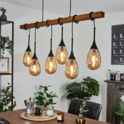 Luminaires Scandinaves-hofstein Suspension Pedreles Écru, Noir, 6 lumières