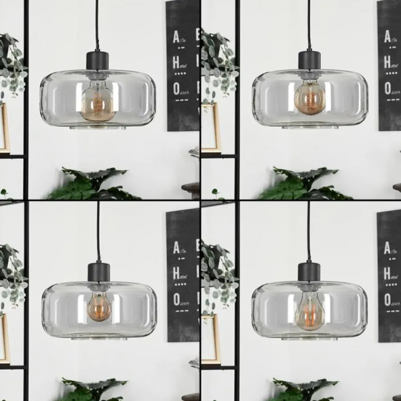 Suspension Verre Fumé-hofstein Suspension Pedreles Noir, 1 lumière