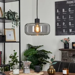 Suspension Verre Fumé-hofstein Suspension Pedreles Noir, 1 lumière