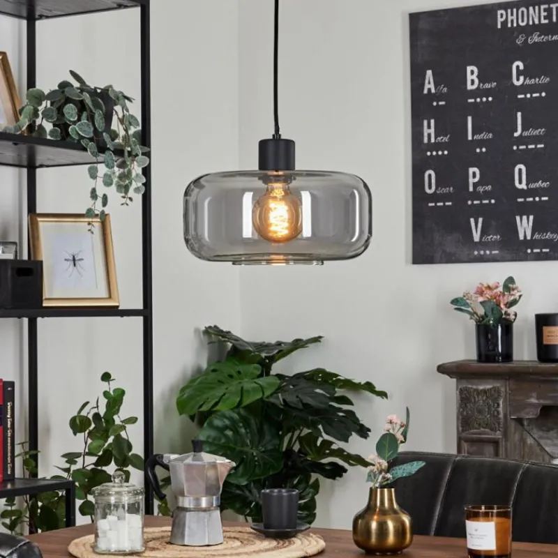 Suspension Verre Fumé-hofstein Suspension Pedreles Noir, 1 lumière