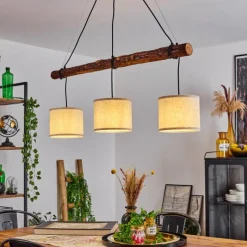 Lampes En Tissu-hofstein Suspension Perdigueira Écru, Noir, 3 lumières