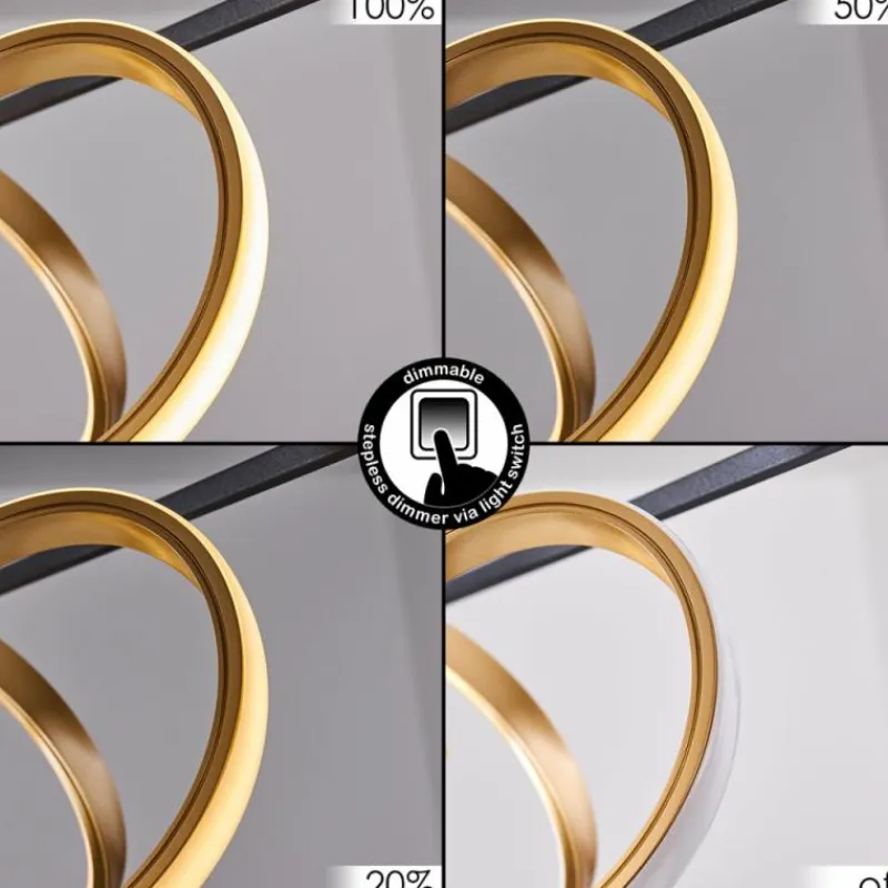 Lampes Dorées-hofstein Suspension Pericos LED Noir, 4 lumières