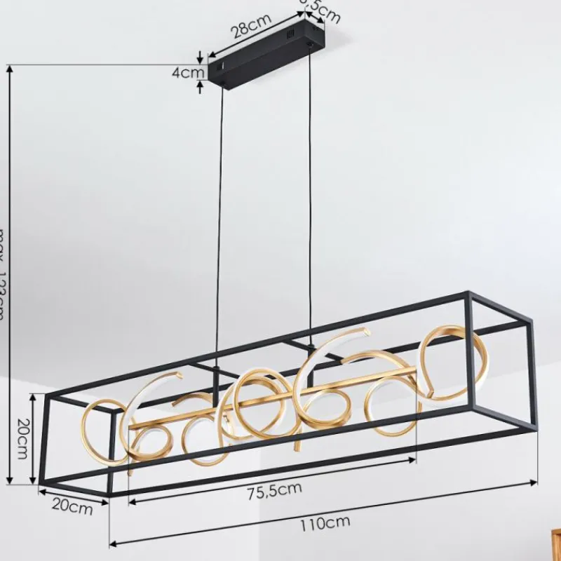 Lampes Dorées-hofstein Suspension Pericos LED Noir, 4 lumières