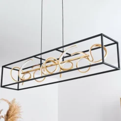 Lampes Dorées-hofstein Suspension Pericos LED Noir, 4 lumières