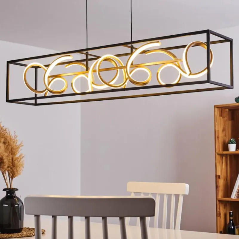 Lampes Dorées-hofstein Suspension Pericos LED Noir, 4 lumières