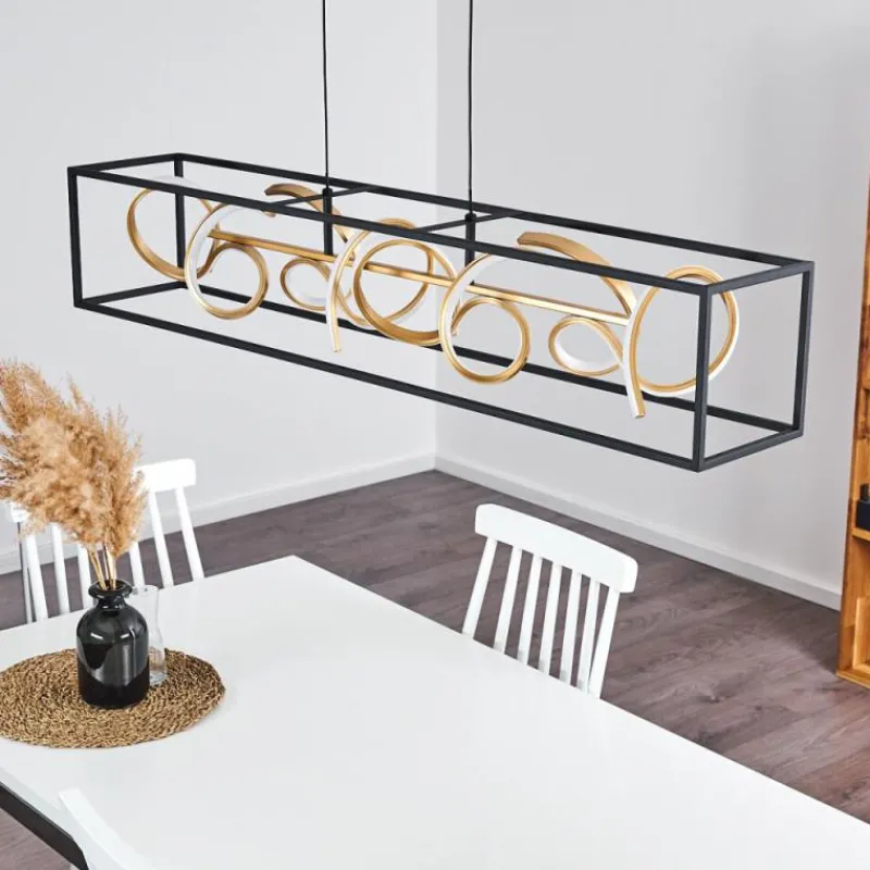 Lampes Dorées-hofstein Suspension Pericos LED Noir, 4 lumières