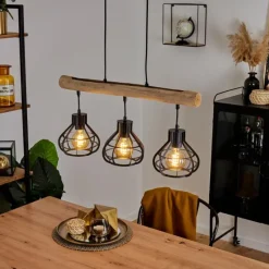 hofstein Suspension Pila Écru, Noir, 3 lumières