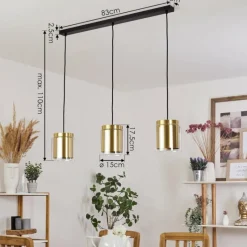 hofstein Suspension Pimeirol Noir, 3 lumières