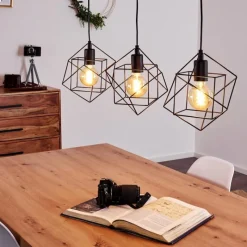 Lampes Vintages & Rétros-hofstein Suspension Pinguro Noir, 3 lumières