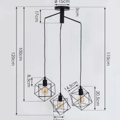 Lampes Vintages & Rétros-hofstein Suspension Pinguro Noir, 3 lumières