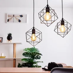 Lampes Vintages & Rétros-hofstein Suspension Pinguro Noir, 3 lumières