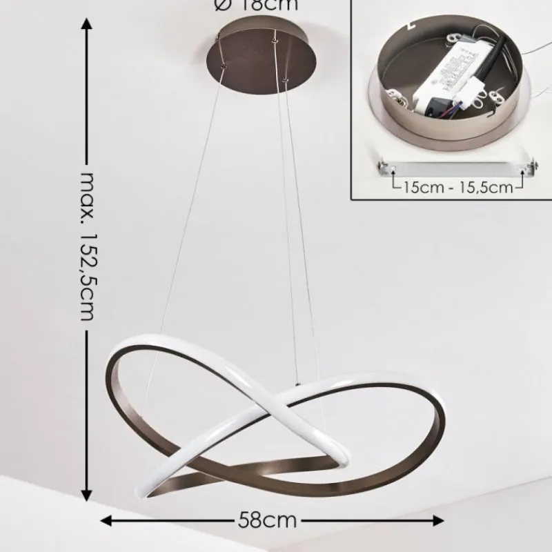 Lampes Art Déco-hofstein Suspension Pitasch LED Nickel mat, 1 lumière