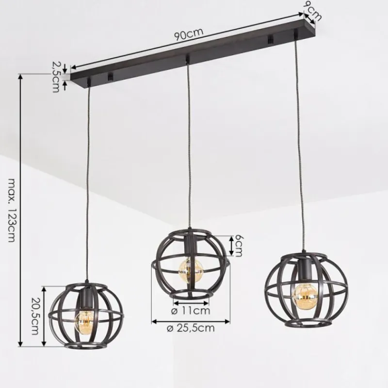 Lampes À Boules-hofstein Suspension Plan Noir, 3 lumières