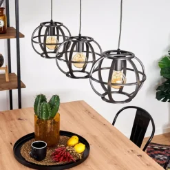 Lampes À Boules-hofstein Suspension Plan Noir, 3 lumières