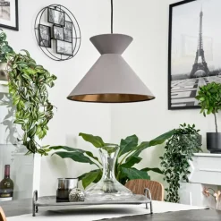 Lampes En Tissu-hofstein Suspension Pliche Or, Noir, 1 lumière