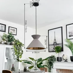 Lampes En Tissu-hofstein Suspension Pliche Or, Noir, 1 lumière