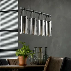 hofstein Suspension Pompehuis Acier brossé, 4 lumières